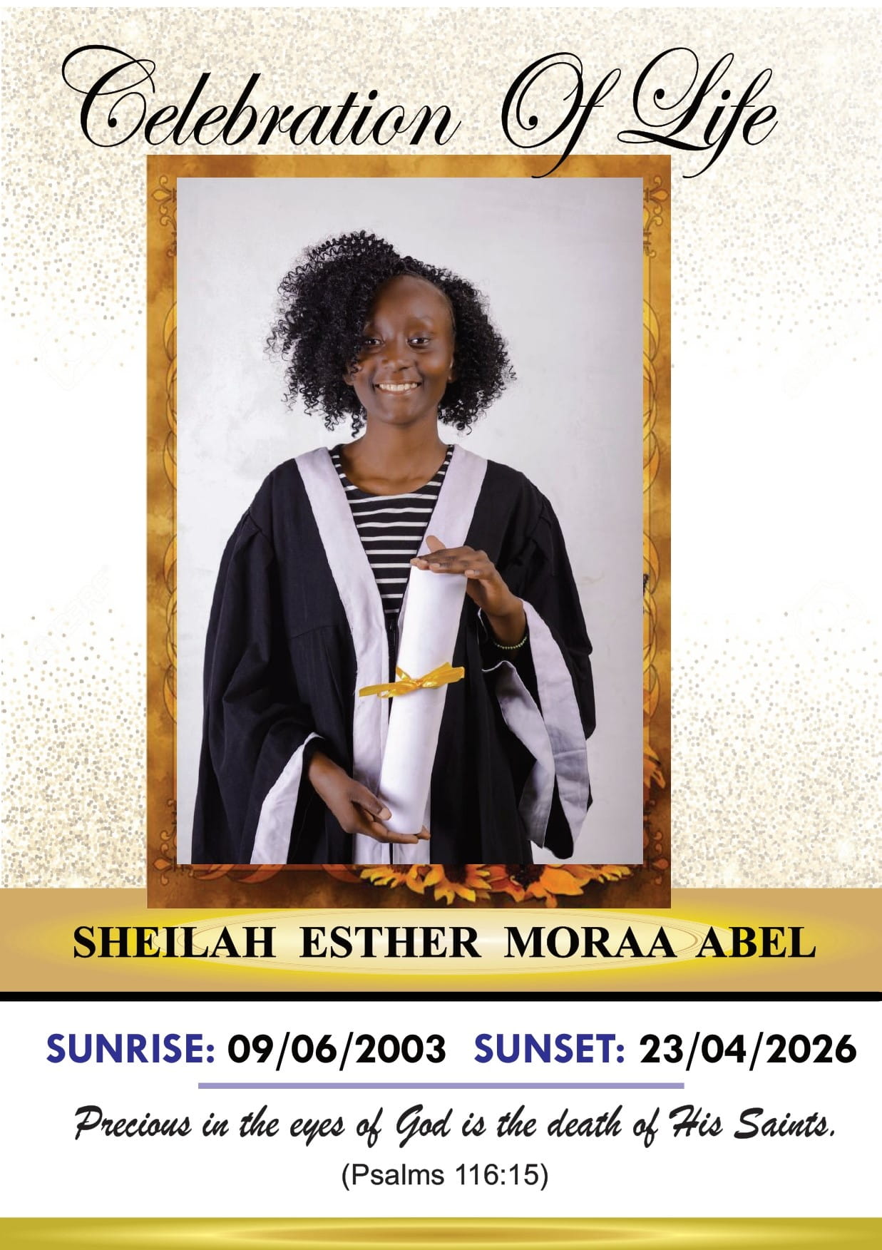 Celebrating The Life Of Sheilah Esther Moraa Abel